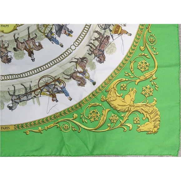 Hermes Silk Scarf in Vibrant Green - Picture 5 of 10